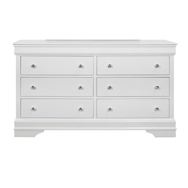 Global Furniture Usa Traditional Glam Croc Pompei Metallic White Dresser 1446 - main